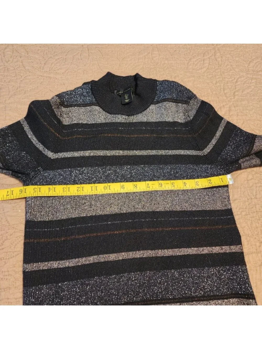 House of Harlow 1960 Shimmer Metallic mock neck striped sweater sz L  women